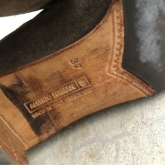 Alberto Fermani Suede Ankle Boots Booties Heeled Brown Taupe Euro 37 - Picture 6 of 6